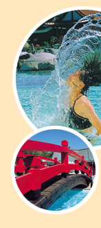 Fotos: Schwimmerin und Ansicht Pool-Br�cke