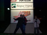 [Photo of Chad, Elizabeth, and Craig in front of the Rogue Wave sign]