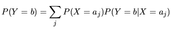$\displaystyle P(Y=b)=\sum_j P(X=a_j)P(Y=b\vert X=a_j)$